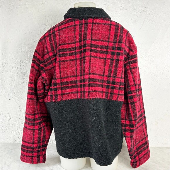 Talbots Fleece Applique Jacket Women's XL Red Black Reindeer Christmas Tree - Picture 7 of 14